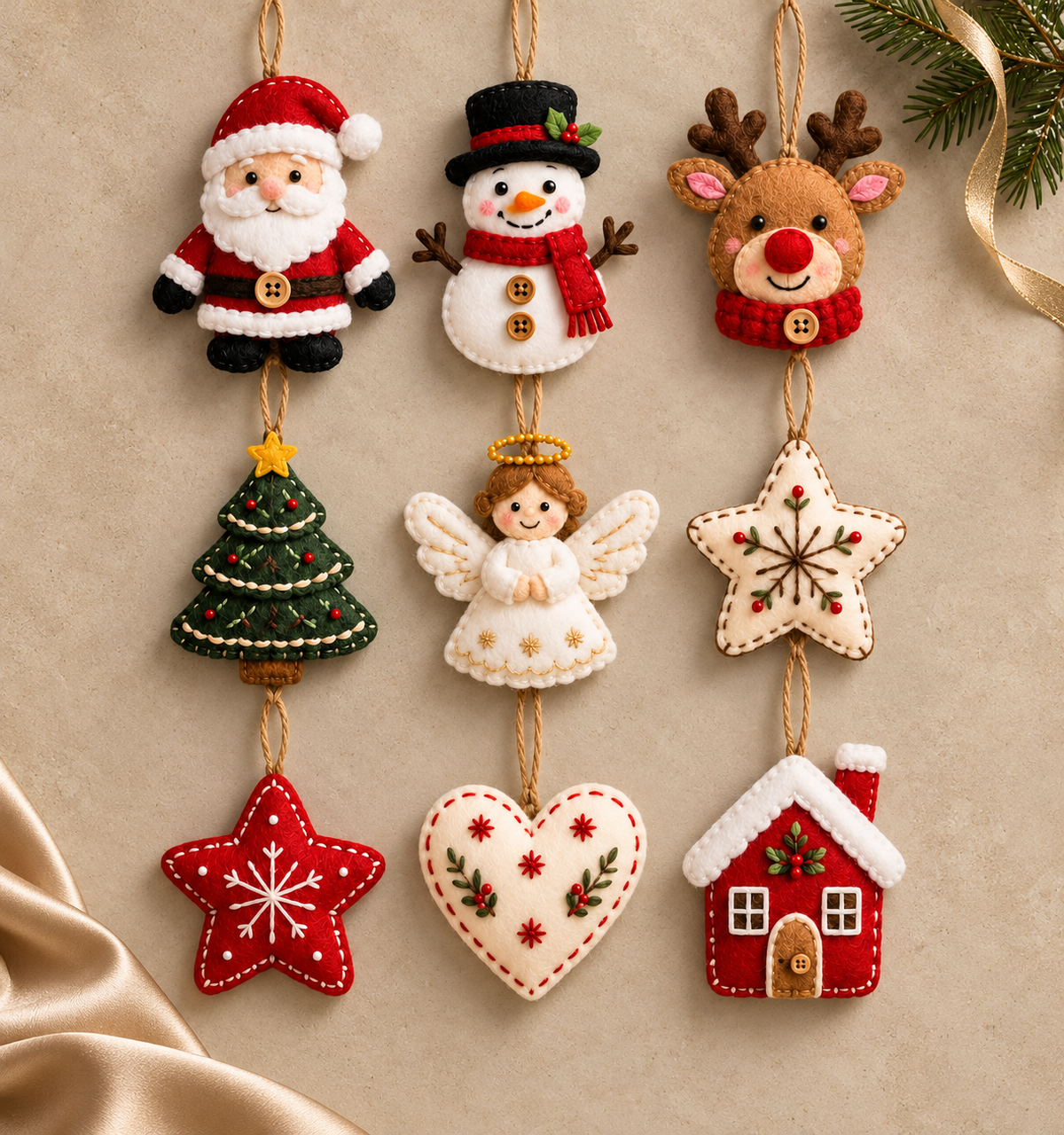 Handmade Christmas Felt Ornament Set, Santa, Snowman & Reindeer Tree Decorations, Traditional Winter Holiday Decor, Cute Christmas Gift a74702b2-7d09-4a50-a310-c66c2c63d5d1-B-trang-tr-Gi-ng-sinh-n-sang-tr-ng.png