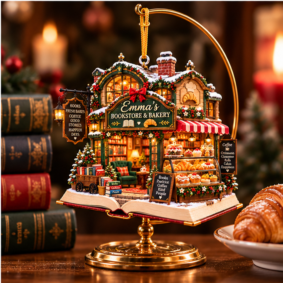 Personalized Bookstore & Bakery Christmas Ornament – Custom Name 2D Flat Acrylic Ornament, Cozy Books & Baking Lover Gift a7915827-edd8-4ab7-8af6-a48c23781b8f-emma_bookstore_bakery_04_display_1200.png