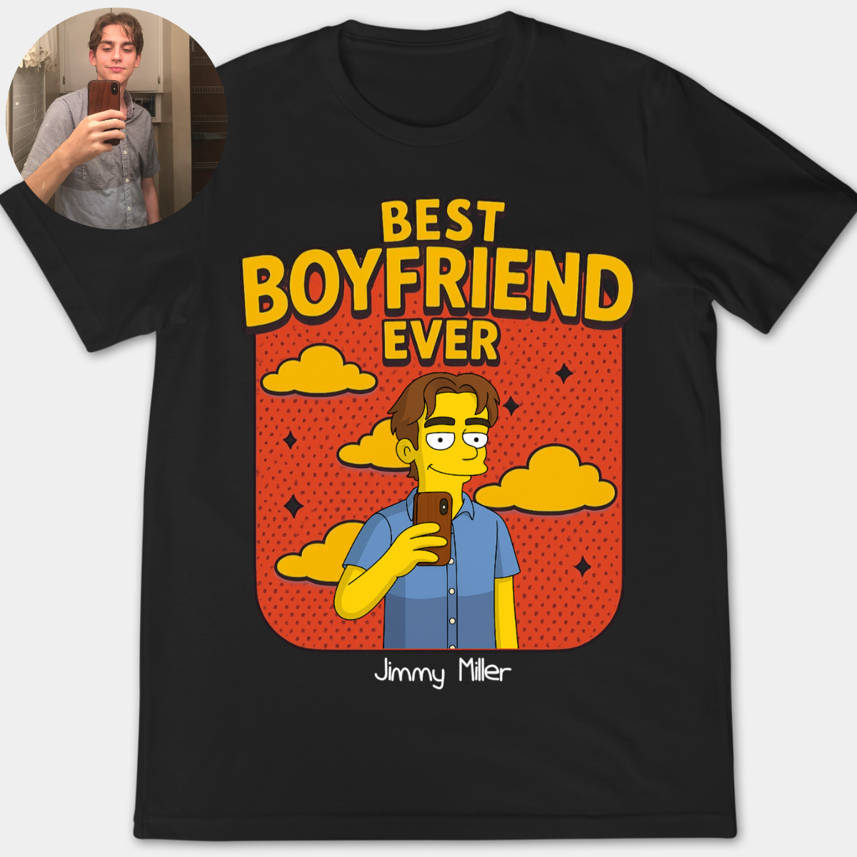 Best Boyfriend Ever Simpsonized Photo Portrait - Personalized Apparel - Gift For Boyfriend, Couple Gift
