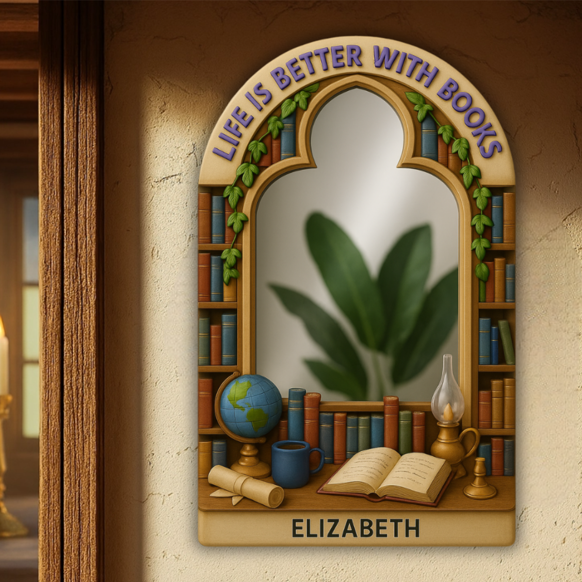 Life Is Better With Books - Personalized Shape Mirror - Gifts For Book Lovers