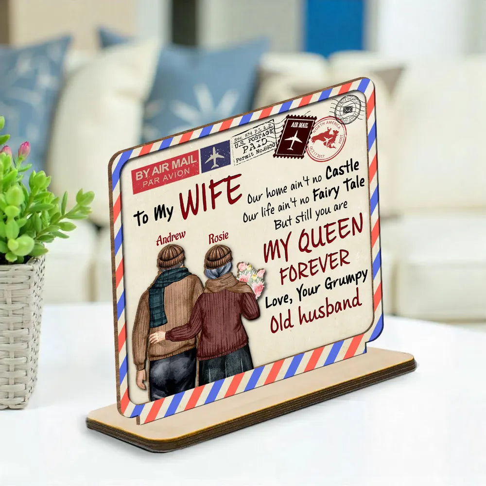 Letter To My Queen - Personalized Wooden Plaque - Anniversary Gift For Couple, Valentine's Day Gift