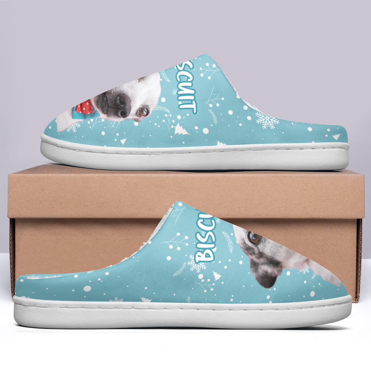 Custom Photo Christmas Pattern Fur Friend - Personalized Fleece Slippers - Christmas Gift For Pet Owners, Pet Lovers