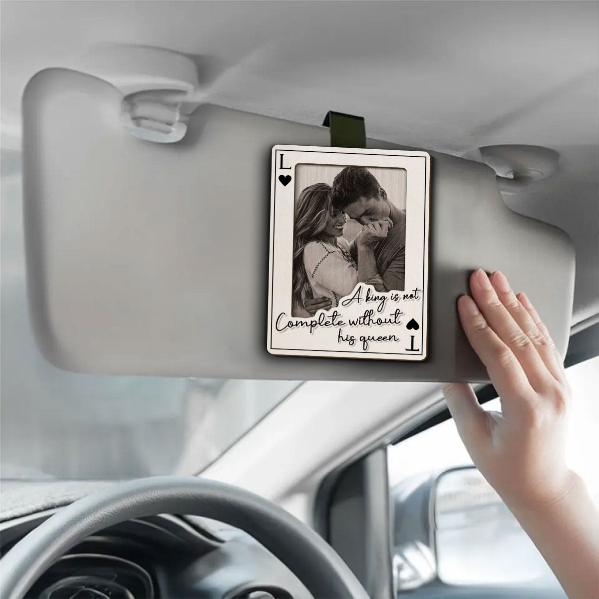 A King Is Not Complete Without His Queen - Personalized Car Visor Clip - Gift For Couple