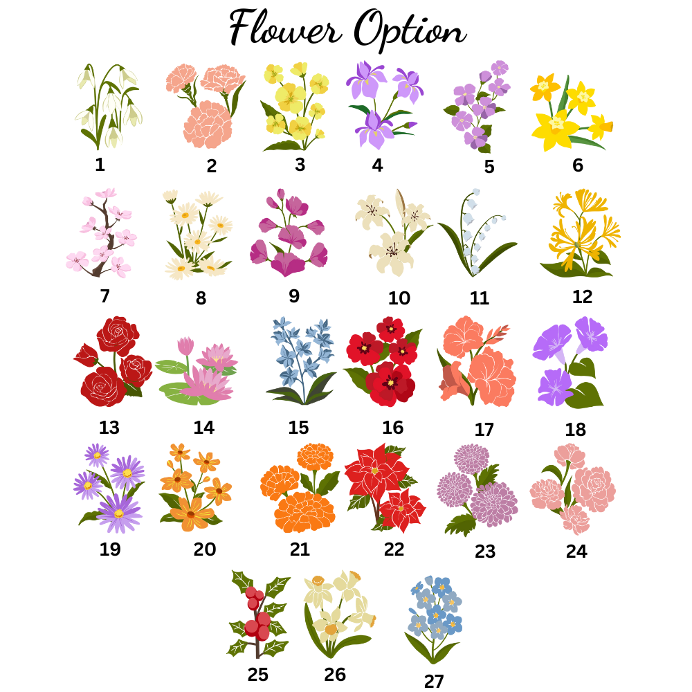 Custom Family Birth Flower Bouquet Artwork Minimalist - Personalized Canvas - Gift For Mom, Gift For Grandma, Mother's Day Gifts