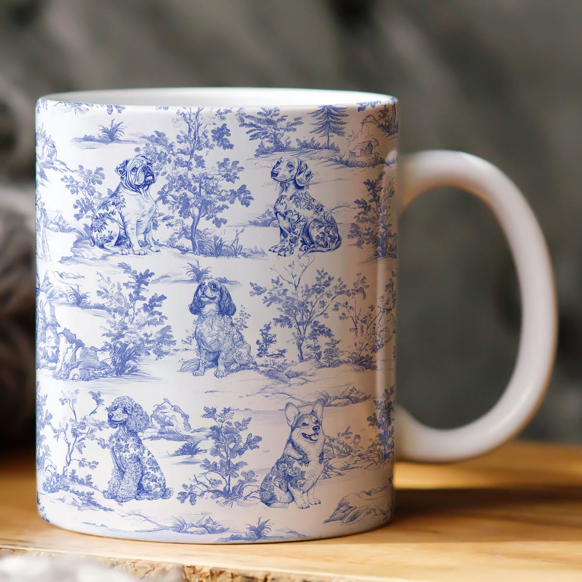 Dog Lover Toile De Jouy French Style - Personalized Mug