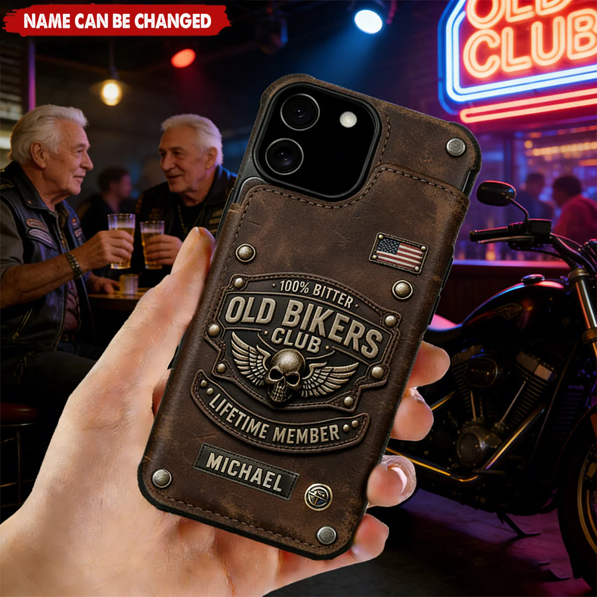 Old Bikers Club - Personalized Biker Fully Printed Wallet Phone Case