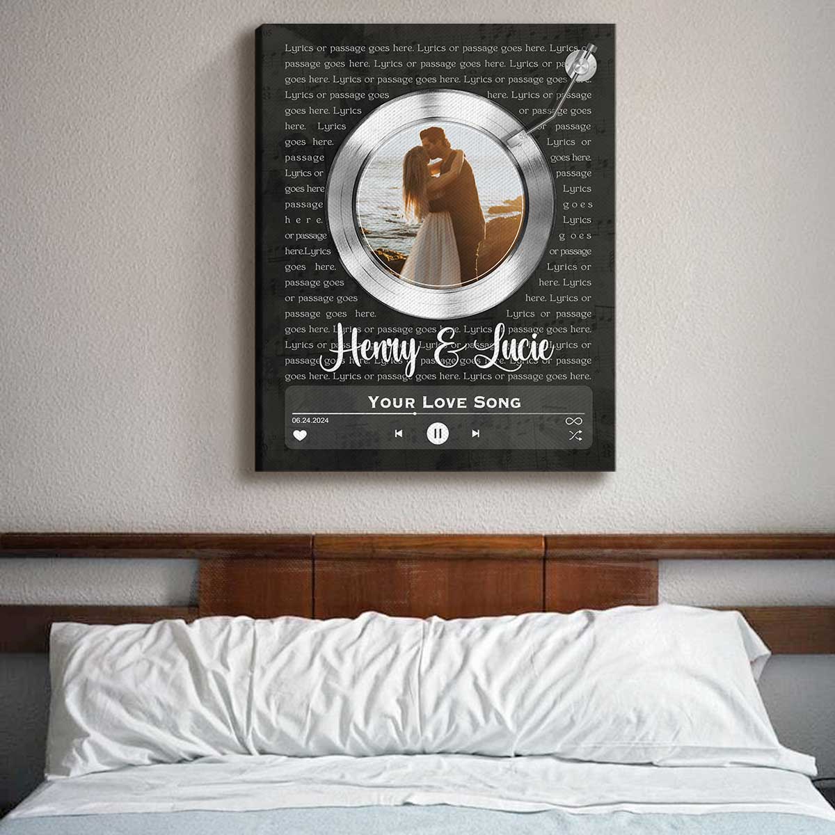 Custom Wedding Photo With Song Lyrics Canvas, Vinyl Record Song Lyrics Print For Him Her, First Dance Gifts, Personalized Wedding Valentines Gift