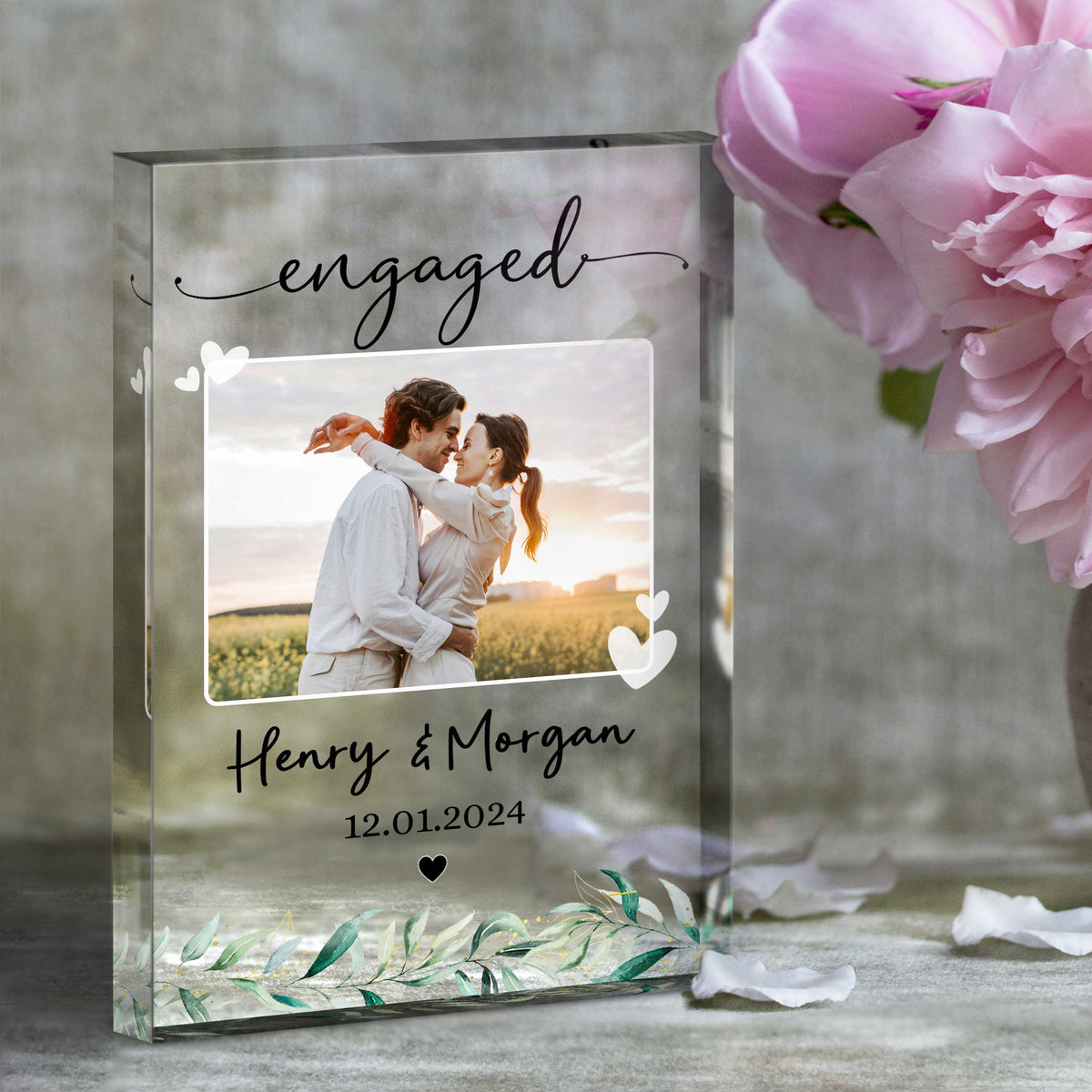 Personalized Engagement Photo Gift, Newly Engaged Couple Acrylic Block, Engagement Gift For Couple, Engaged Plaque, Engagement Keepsake Gift