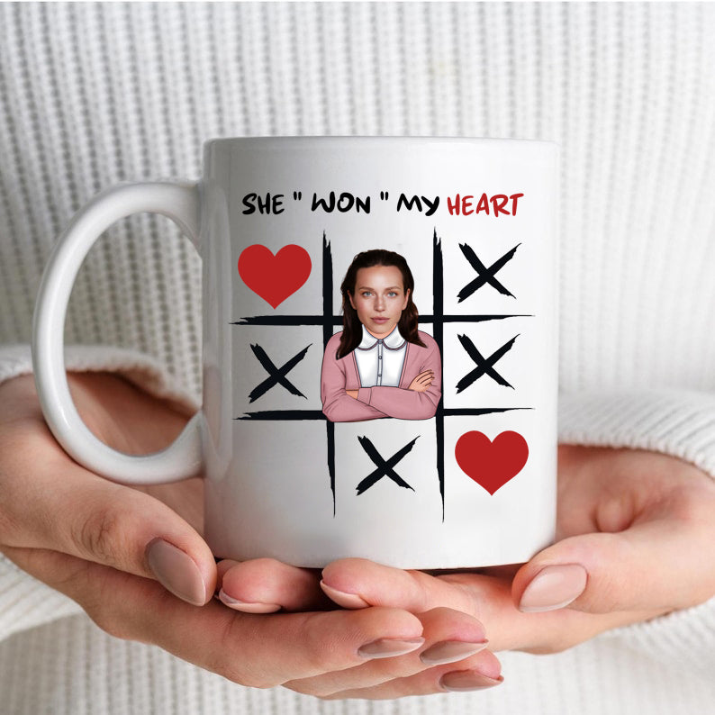 You Won My Heart, Personalized Funny Mug , Tic-tac-toe Game Valentine s Day Gift, XOXO Mug, Valentine's Gift, Couples Mug, Custom Mug, Funny Anniversary Gift, Custom Gift