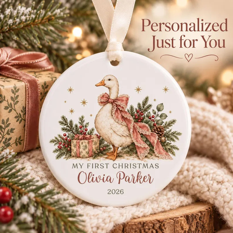 Personalized Baby Girl First Christmas Ornament, Coquette Pink Bow Goose, Custom Name Girls First Xmas Ornament, Baby Girl Keepsake Gift ddccbd52-8316-4005-b7a9-4b85c1b50a51-dfhy-7-.webp