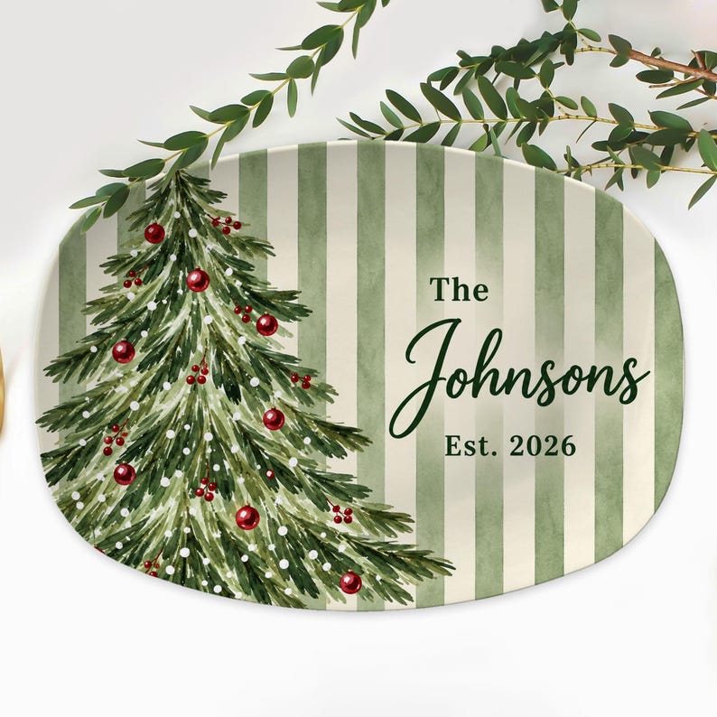 Personalized Family Christmas Platter, Custom Last Name Serving Tray, Christmas Tree Design, Holiday Keepsake Gift f00cbc52-682f-4907-b314-a8ce459f4bba-61.jpg