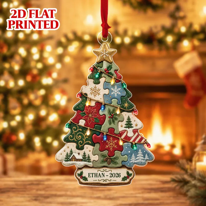Personalized Puzzle Christmas Tree Ornament, Custom Name Holiday Keepsake, Puzzle Lover Christmas Gift, 2D Flat Printed fa32cf11-9628-418d-98bf-423f947c2c4e-ghf-1-.webp