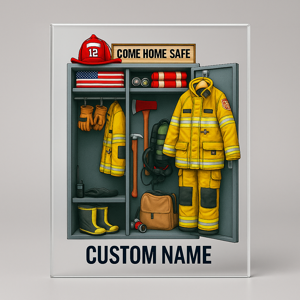 Firefighter Personal Locker - Personalized Acrylic Plaque - Gifts For Firefighter