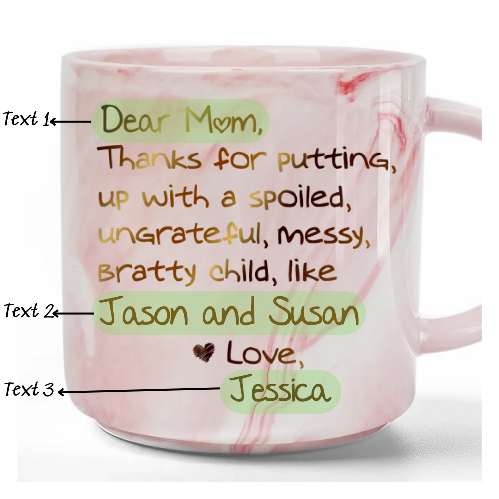 A Big Thanks To Mom - Personalized Marble Mug - Gift For Mom, Grandma, Mother's Day, Birthday Gift