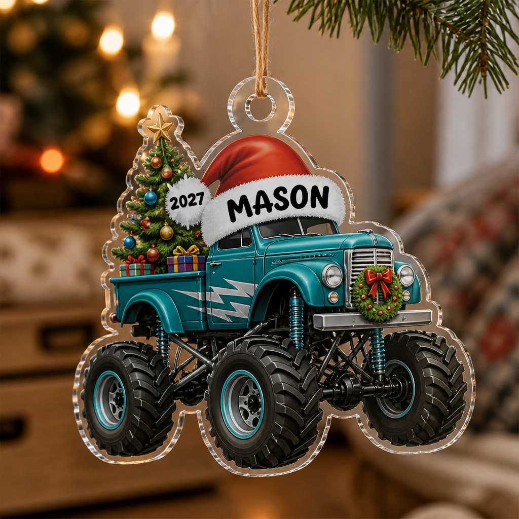 Personalized Name Monster Truck Christmas Acrylic Ornament Kids Boy Xmas Gifts hero-6aa273898988578dfffe3339.png
