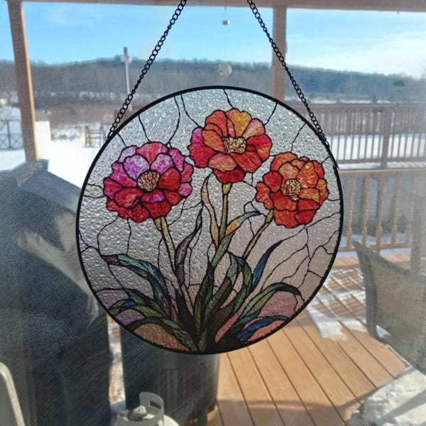 birth flower glass suncatcher ornament birth month flower acrylic window hanging birth flower memorial gift mothers day gift for mom