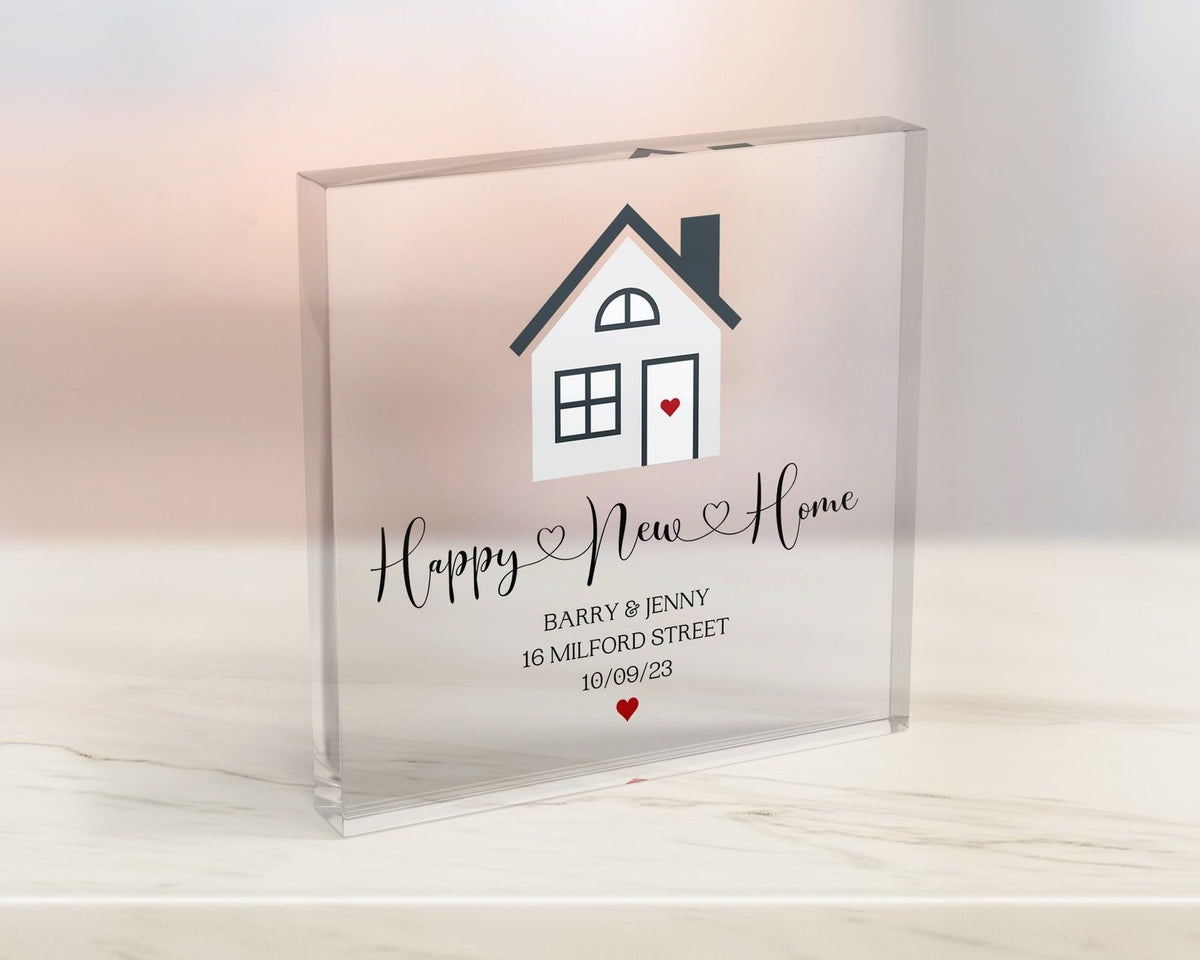 Personalised New Home Acrylic Plaque, Happy New Home, Personalized Moving Gift, Housewarming Present, First Home Gift, New Home Present