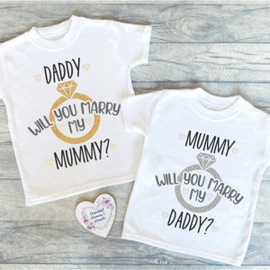 Will You Marry My Daddy Mummy T-shirt, Engagement Keepsake, Proposal Baby Childrens Tee, Engagement Top, Marry My Daddy Mummy Dada Mummy