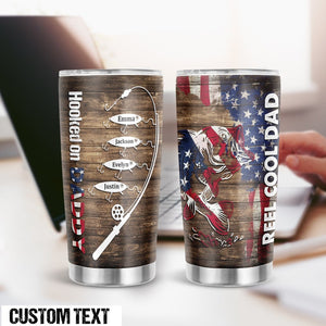 Personalized Fathers Day Gift, Fishing Gifts for Dad, Fishing Dad Tumbler, American Flag Fishing Tumbler, Hooked on Daddy Tumbler, Dad Gift