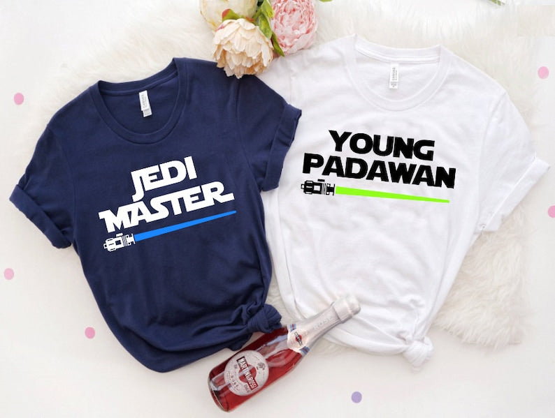 Jedi Master Young Padawan Shirts, Matching Star Wars T-Shirts, Jedi and Padawan Baby Shirt, Daddy daughter shirts, Dad and Son Jedi Shirt