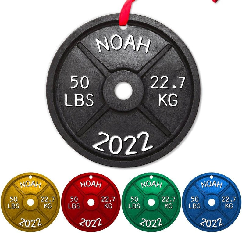 Personalized Weight Lifting Christmas Ornament | Workout Christmas Ornament Xmas | Weight Lifting Gift For Trainer or Training Partner, 2D Ornament