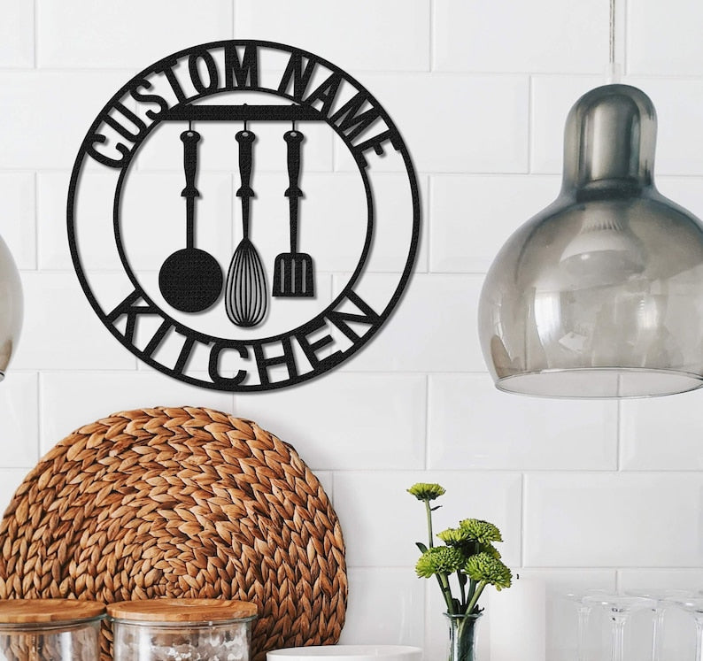Customized Kitchen Metal Sign,Kitchen Wall Art,Kitchen Decor, Personalized Indoor Kitchen Sign Name,Kitchen Wall Hanger,Nana's Kitchen