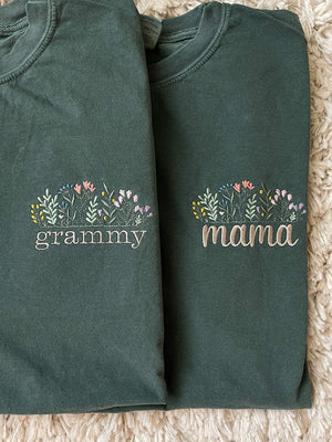 Floral Mama Embroidered, Personalized Embroidered Shirt, Gift For Mother, Grandmother