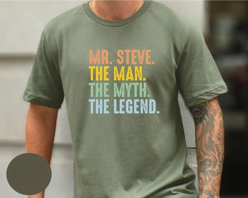 Custom The Man The Myth The Legend Shirt,Personalized Teacher Shirt,Personalized Fathers Day,Male Teacher Gift Idea,Teacher Appreciation Day