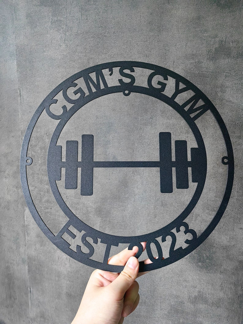 Gym Metal Sign Personalized Powerlifting Sport Metal Wall Art Gym Name Signs Cross Fit Sign Fitness Home Decor Father's Day Gift