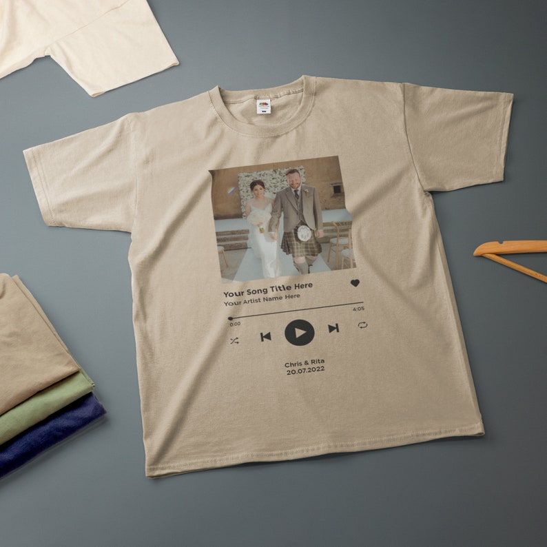 Personalised Song T-Shirt Playlist Streaming Boyfriend Girlfriend Valentines Music Love Birthday Wedding Christmas Various Size & Colour