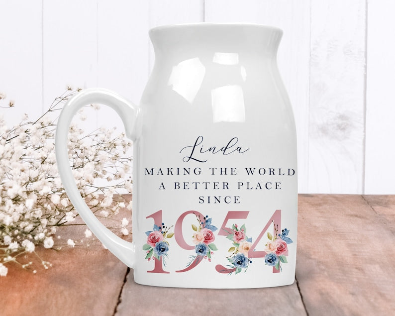 70th Birthday Flower Pot | Making the world a better place since 1955 | Happy 70th Birthday |70s| 70 | 70th | 70th Birthday Gift,1955 FLORAL