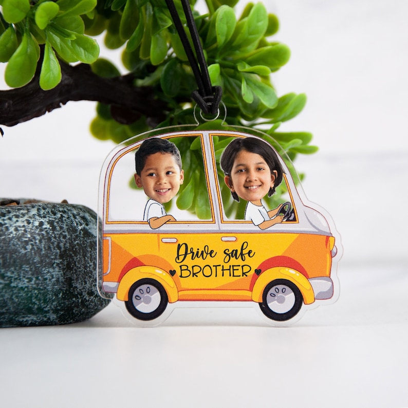 Cute Car accessories, Photo Car ornament, Personalized Gift for men, new driver keychain, car accessories for Men