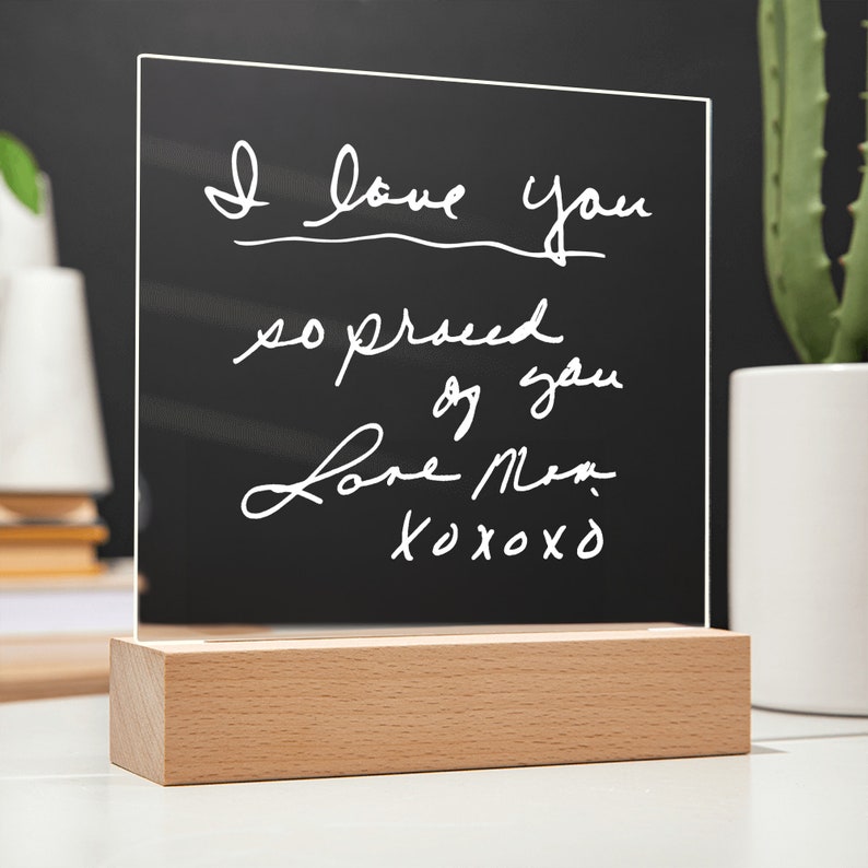 Personalized Handwritten Acrylic Night Light, Custom Handwriting Mother's Day Acrylic Plaque Gift for Mom, Mothers Day Gift