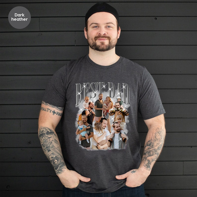 Dad Customized Bootleg Shirt, Custom Dad T shirt, Custom Photo Shirt, Best Dad Ever Shirt, Father's Day, Your Vintage Design Bootleg Rap Tee