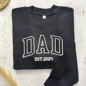 Mom, Dad Est Year With Kids Name Embroidered Shirt