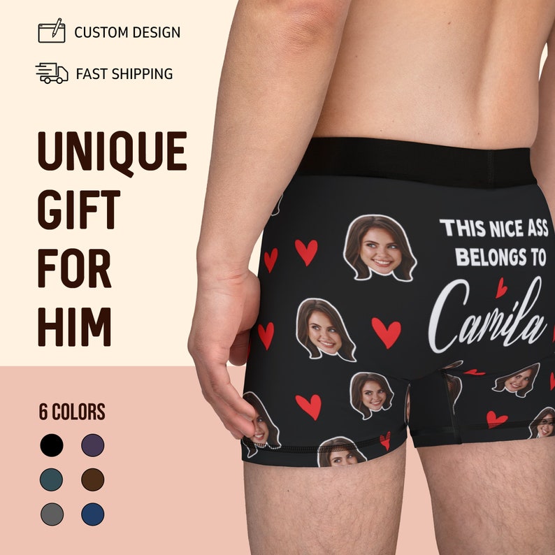 Personalized Valentines Day Gift for Him, Custom Face Boxer, Cotton Anniversary Gift for Husband, Funny Boyfriend Gift, Fiance Gift
