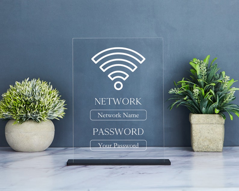Wifi Password Sign, Personalized Wi-Fi Network Sign for Guests, Custom Wifi Sign for Vacation Rental, Restaurant, Bar, Hotel
