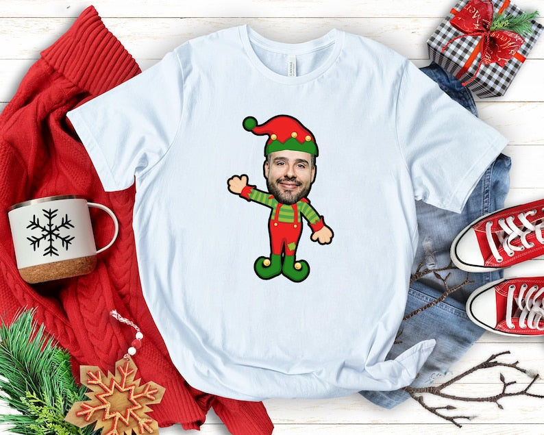 Custom Face Elf Shirts, Custom Face Christmas Shirt, Ugly Christmas Shirt, Christmas Family Party Shirt, Funny Custom Face Christmas Gift