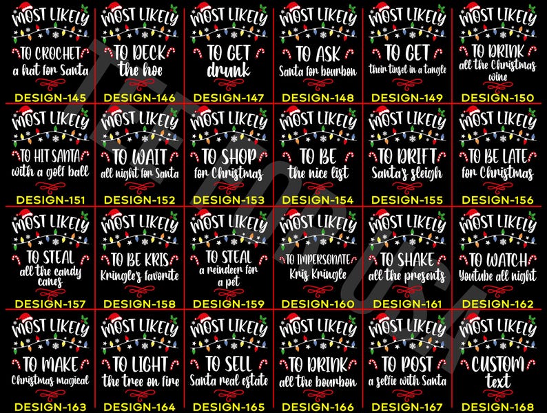 168 Quotes Most Likely to Christmas Shirts,Matching Family Christmas Shirts,Funny Christmas 2025 Party Tee,Matching Pajamas,Long Sleeve,Xmas