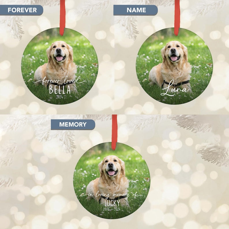 Dog Photo Memory Christmas Ornament, Personalized Memorial Dog Ornament, Custom Dog Ornament, Dog Loss Keepsake