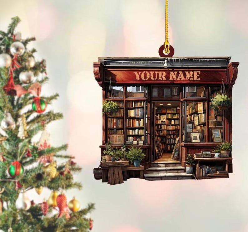 Personalized Books Store Ornament, Custom Bookish Ornament, Bookworm Gifts, Book Club Ornament, Librarian Gift, Book Lover Gift, Custom book