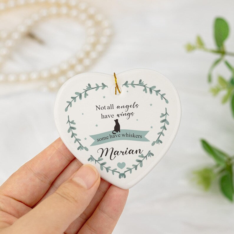 Cat Memorial Gift, Personalized Cat Sympathy Bauble, Remember A Loved Cat, Cat Loss Bereavement Ornament,Ceremic Keepsake to Remember,Bauble