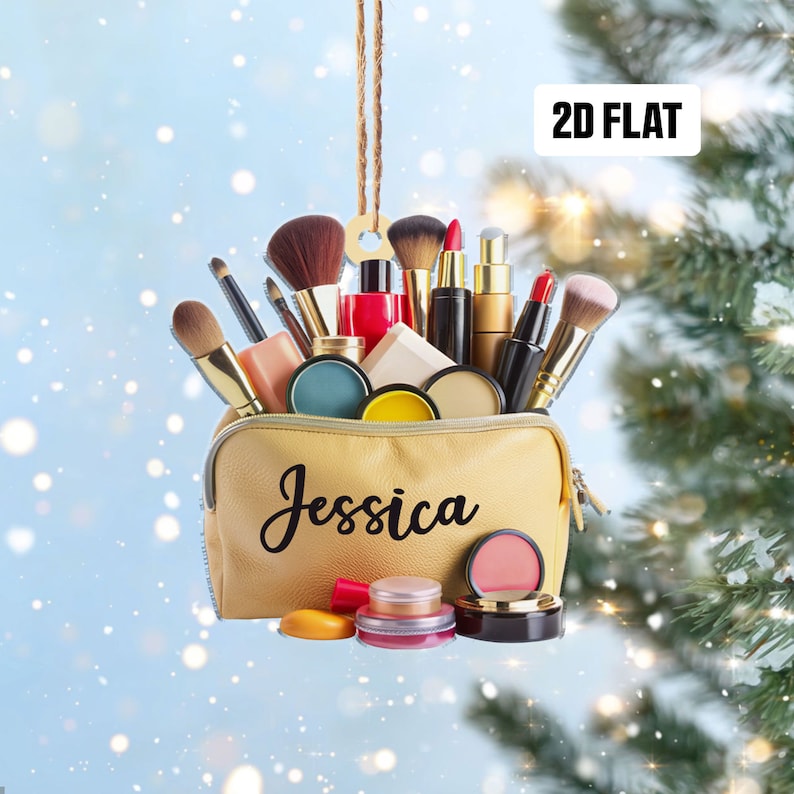 Personalized Makeup 2D Flat Ornament, Barbie Ornament, Makeup Christmas Ornament, Teen Girl Ornament, Artist Christmas Ornament, Decor Gift