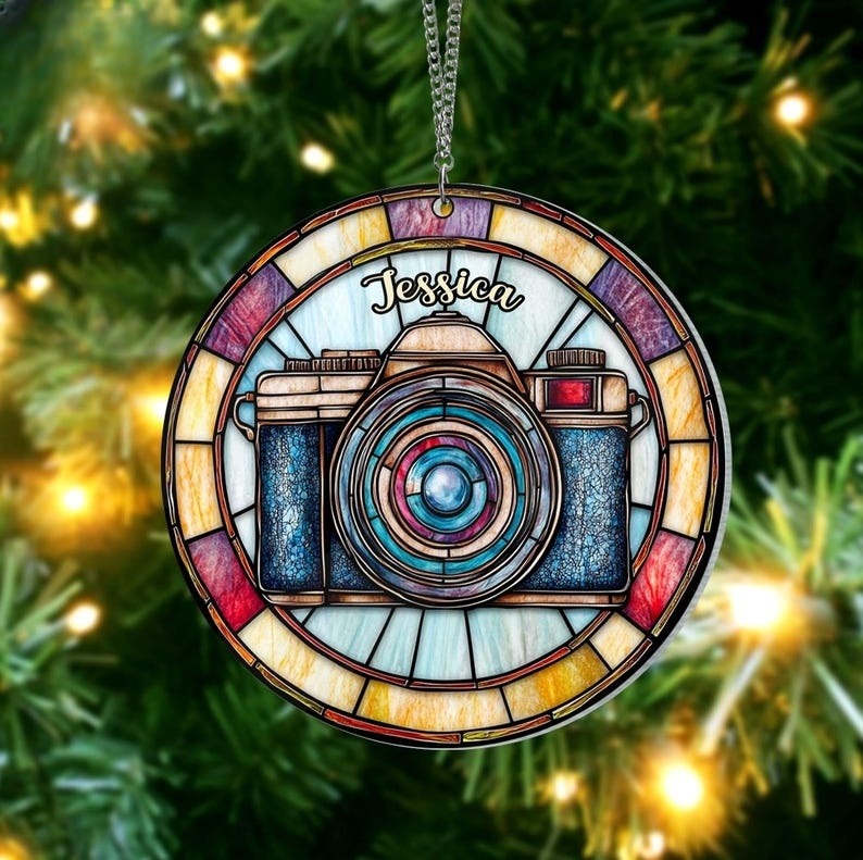 Personalized Photographer Suncatcher Ornament, Photographer Christmas Gift, Gift For A Photographer, Photographer Gift, Journalist Ornament