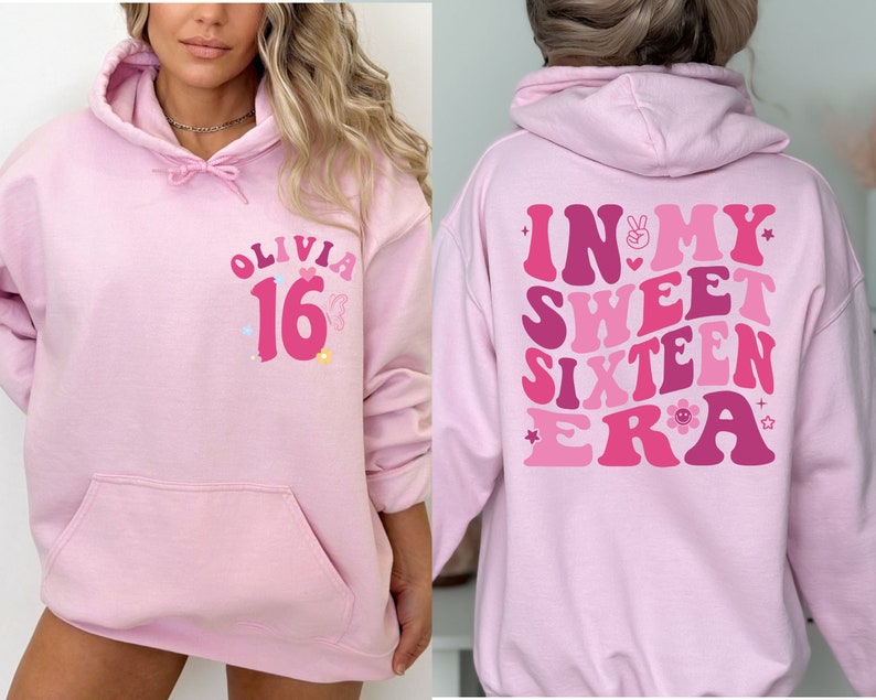 In My Sweet Sixteen Era Crewneck & Hoodie, Sweet 16 Squad Sweatshirt, Sweet 16 Crew, 16th Birthday Gift for Her, 16 Birthday Party Hoodie