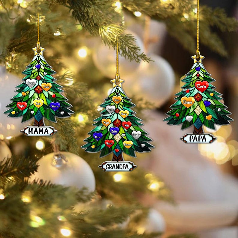 Personalized Christmas Tree Ornament with Family Names, Family Christmas Ornament, Christmas Tree Ornament For Family, Christmas gift