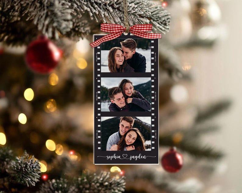 Custom Photo Strip Ornament, Christmas Ornament 2024, Personalized Ornament with Photos, Family Ornament, Couple Ornament, Bestie Gift