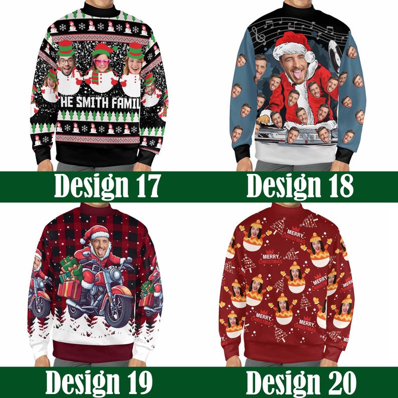 Custom Christmas Ugly Sweater,Personalized Face Sweatshirt,Customize Photo Crew neck Sweater,Funny Face Sweatshirt,Christmas Party Sweater