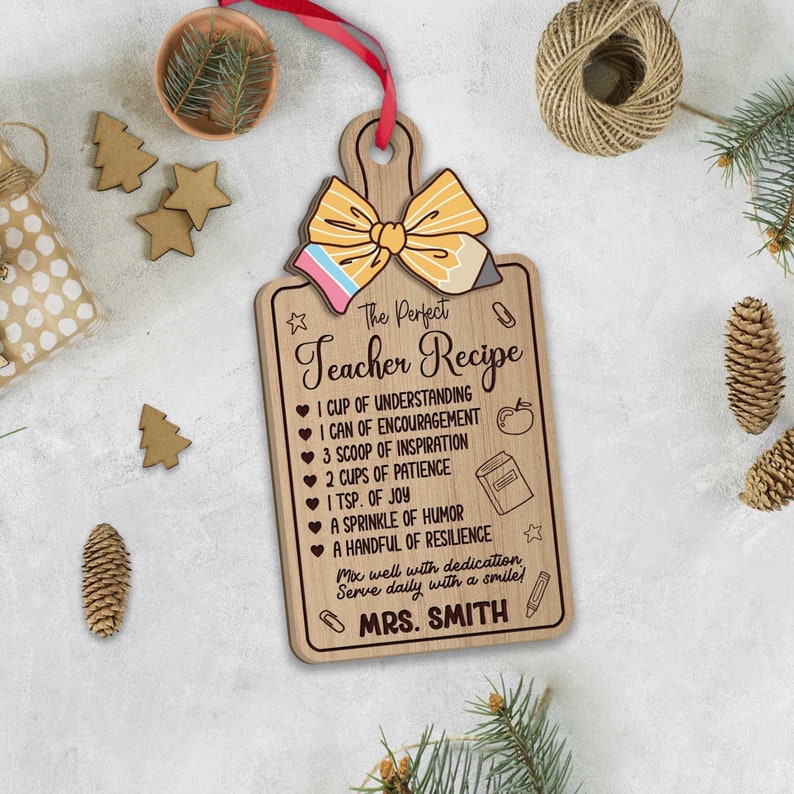 Personalized Teacher Ornament The Perfect Teacher Recipe, Christmas Ornament Teacher Gift, Teacher Appreciation Gift, Teacher Christmas Gift