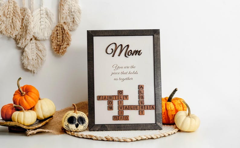 Scrabble Frame Mum the Nanny, Family Name Sign, Gifts for Mom, mother in law gift, Family Tree Gift, Christmas Gifts, Unique Gifts for Mom